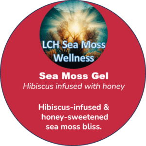 Hibiscus & Sea Moss Gel with Honey, showcasing its natural, nutrient-rich ingredients.